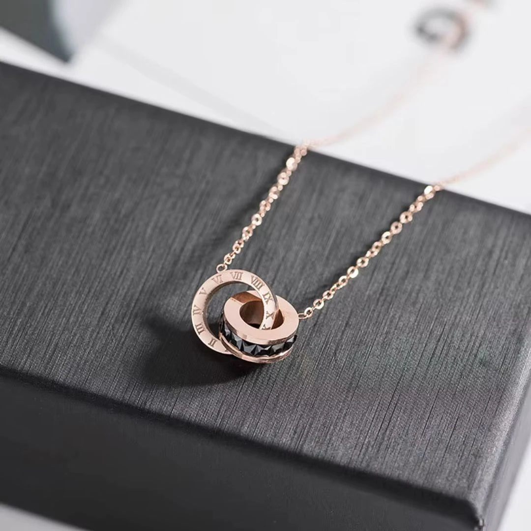 Black Roman Pendant Necklace