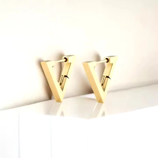 Gold Triangle Hoop Earrings