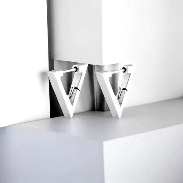 Silver Triangle Hoop Earrings