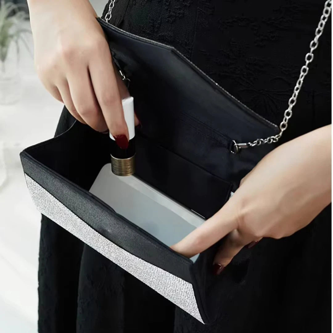 Black Diamond-Embellished Handbag