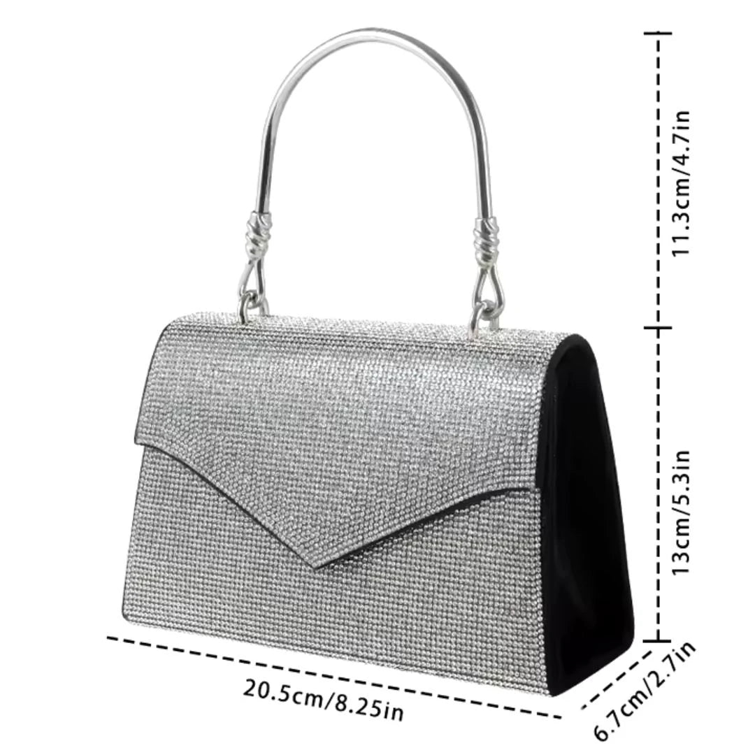 Black Diamond-Embellished Handbag