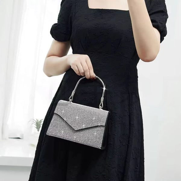 Black Diamond-Embellished Handbag