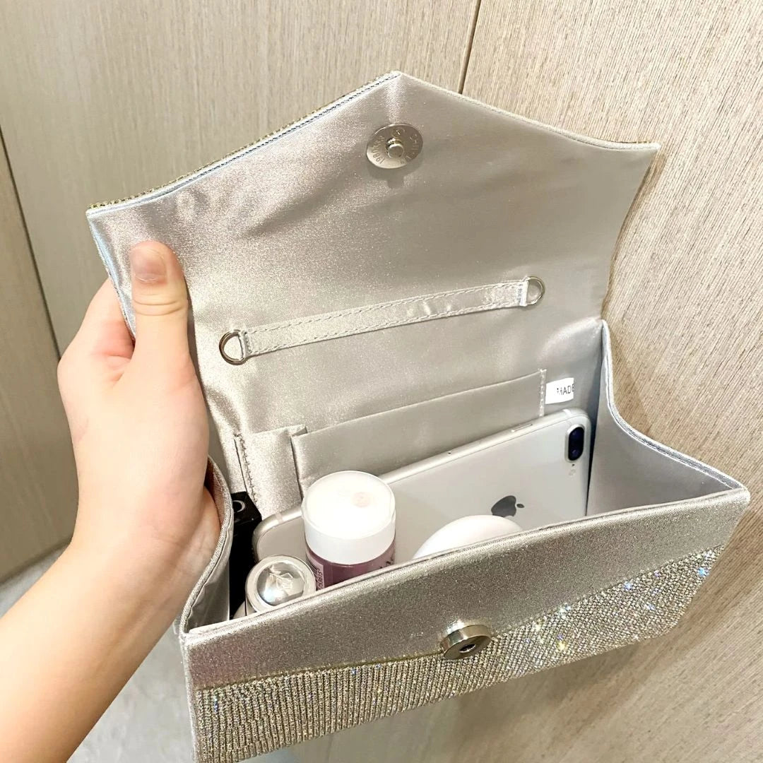 Silver Diamond-Embellished Handbag