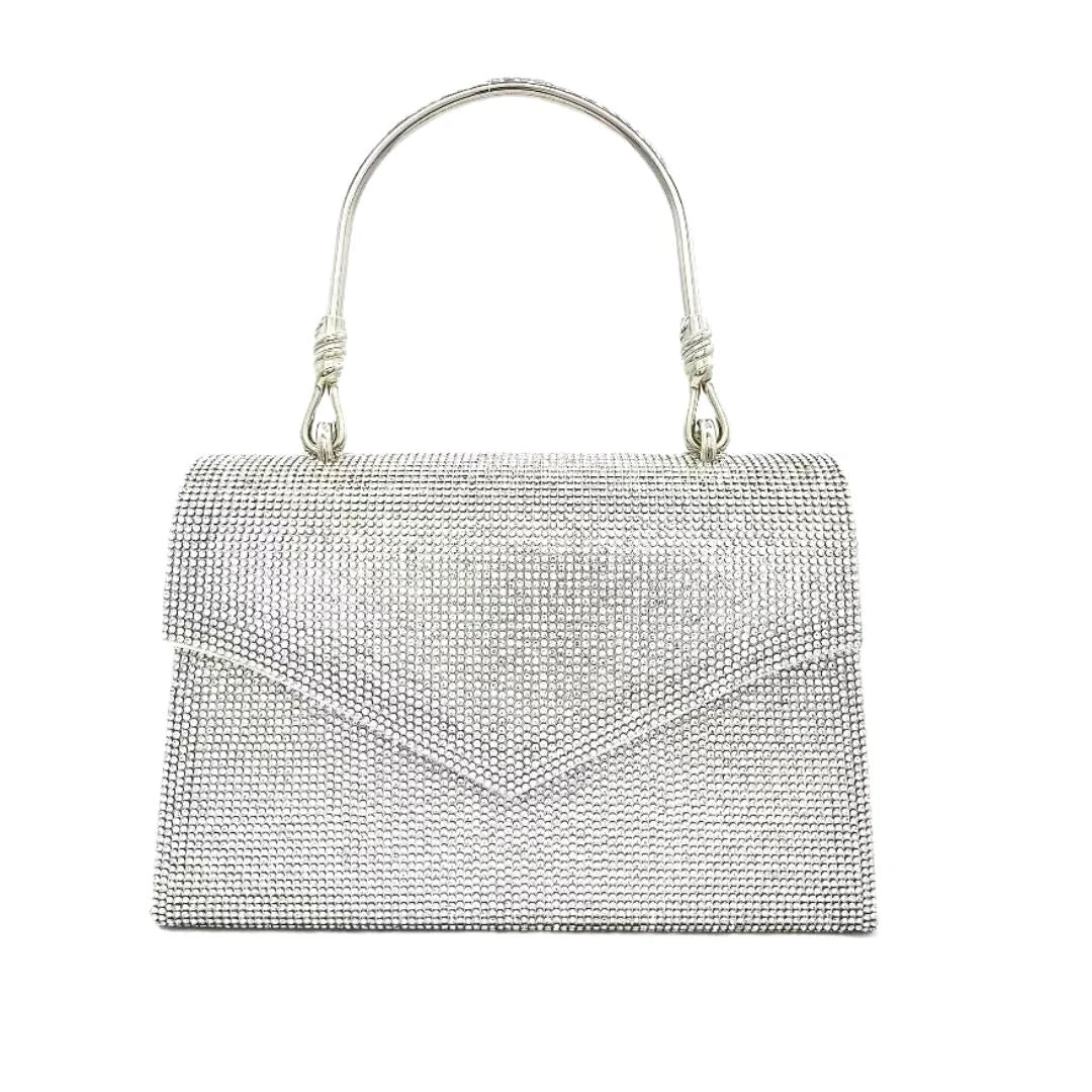 Silver Diamond-Embellished Handbag