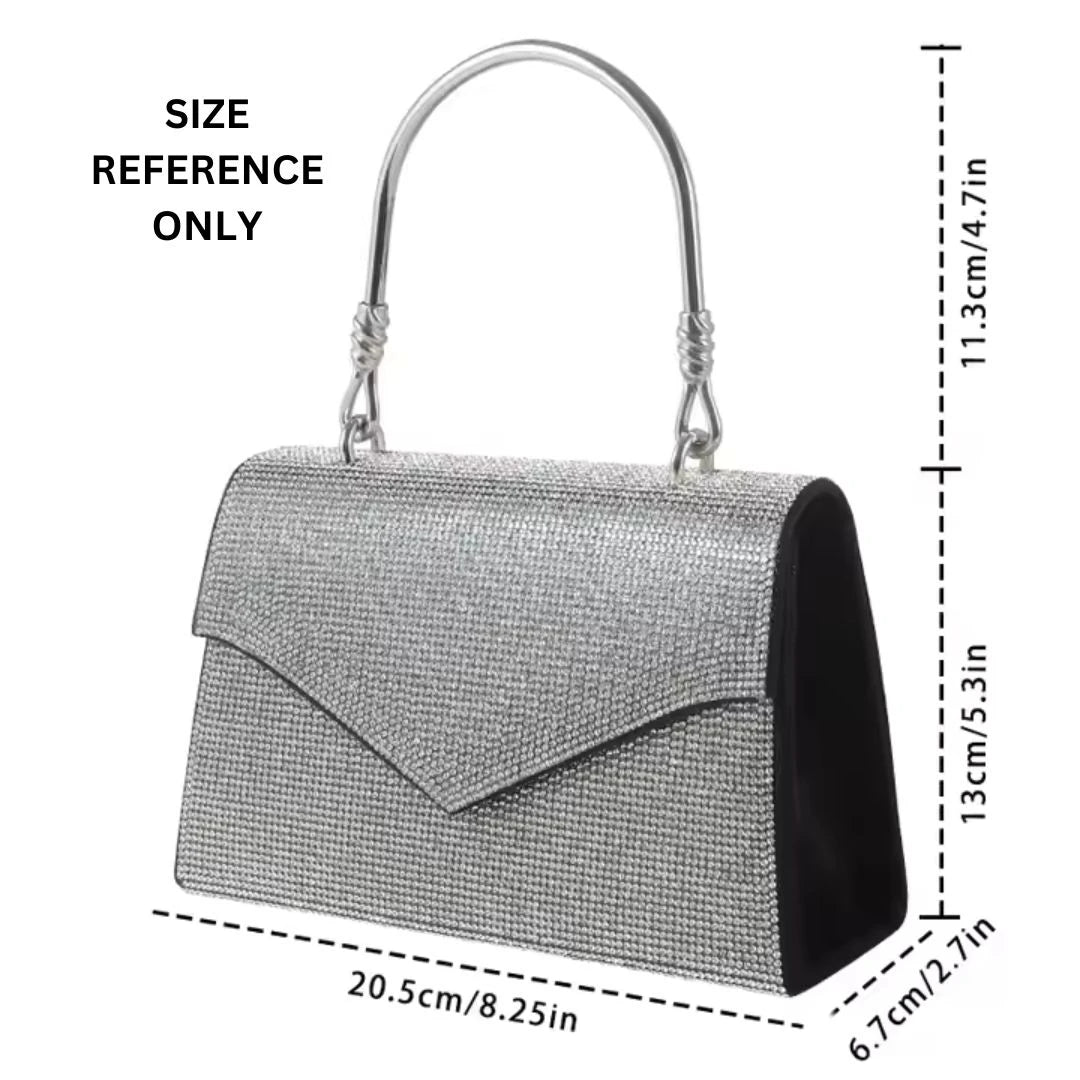 Silver Diamond-Embellished Handbag
