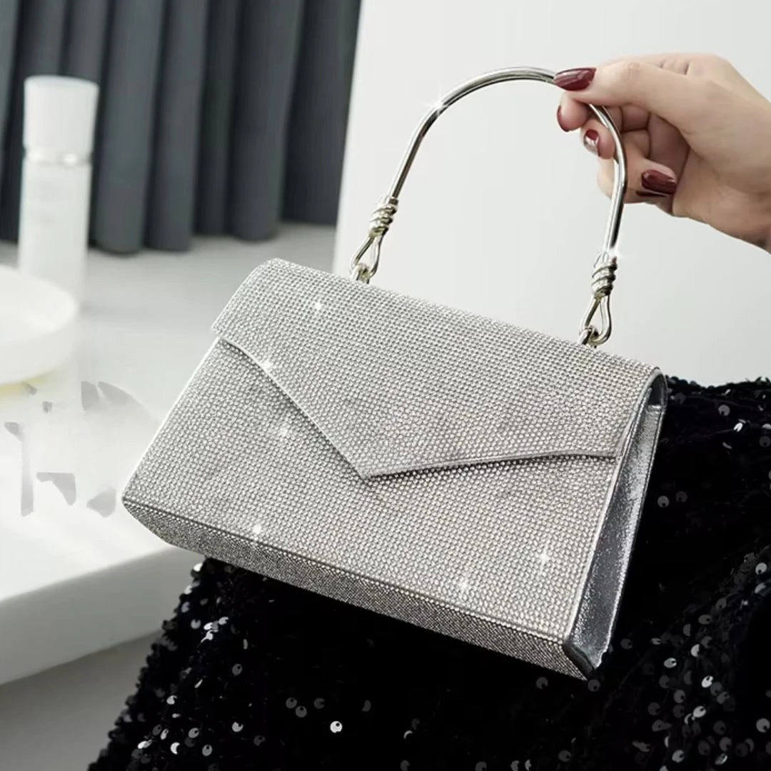 Black Diamond-Embellished Handbag