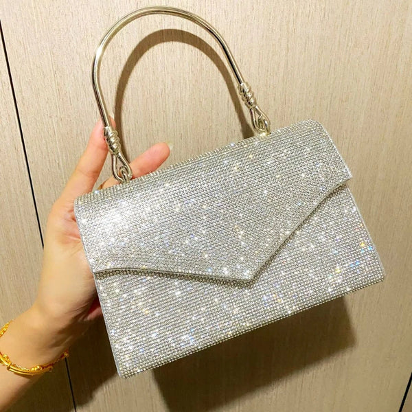 Silver Diamond-Embellished Handbag