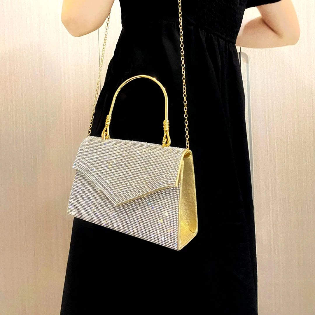 Gold Diamond-Embellished Handbag