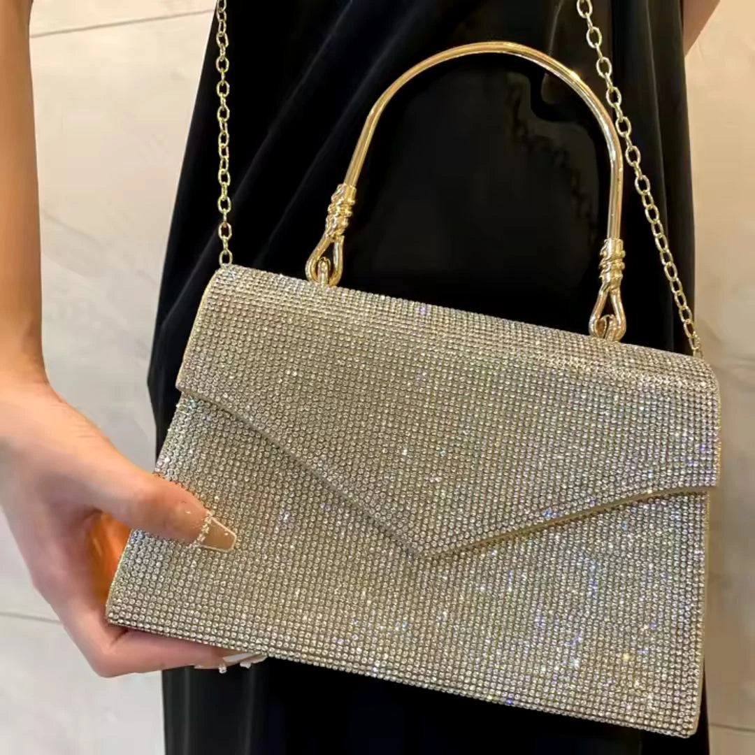 Gold Diamond-Embellished Handbag