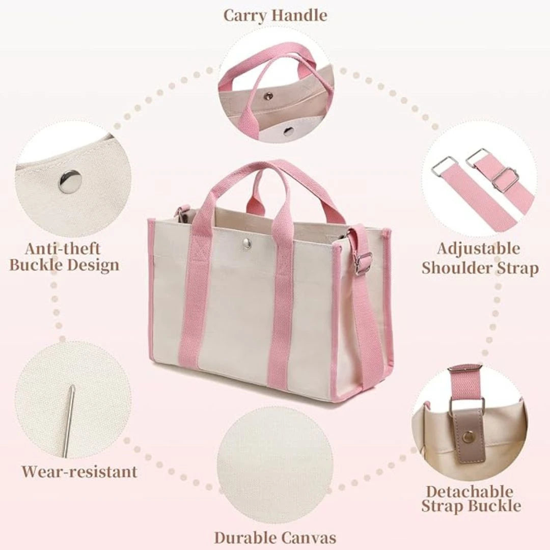 Pink Canvas Crossbody Bag