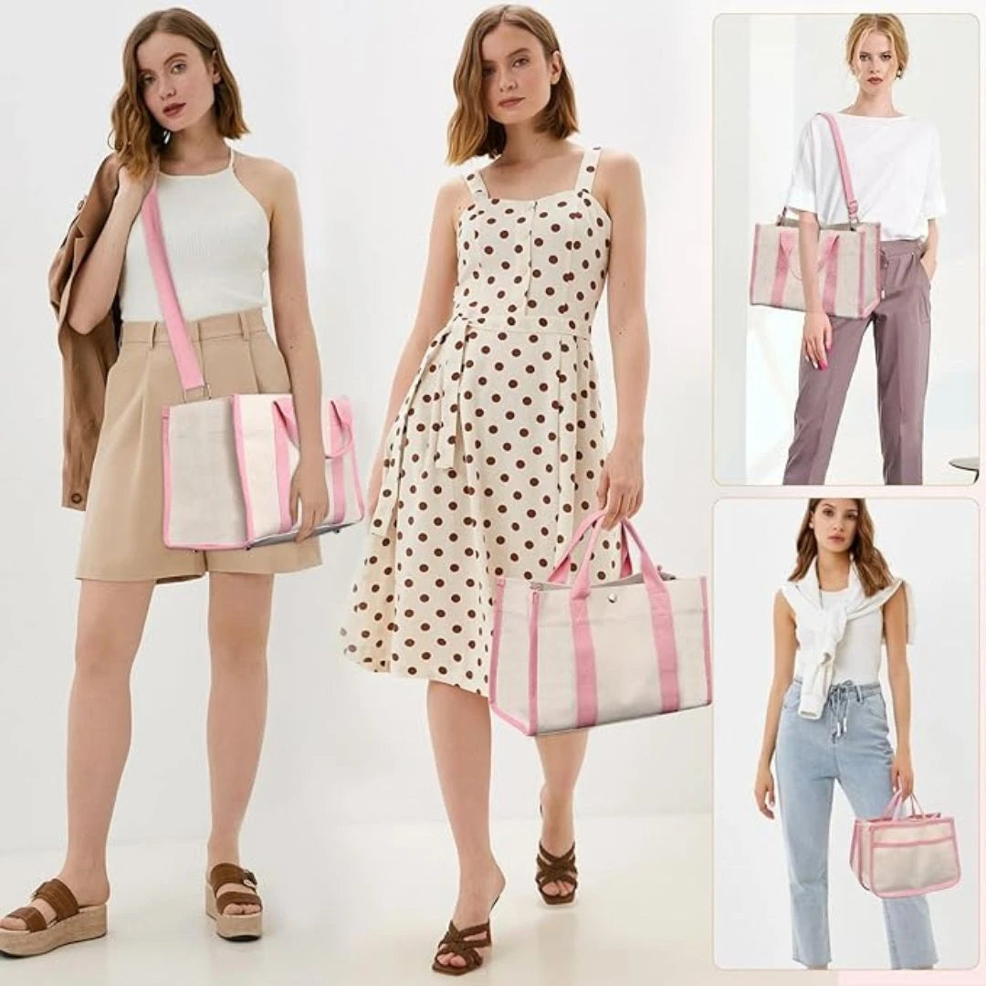 Pink Canvas Crossbody Bag