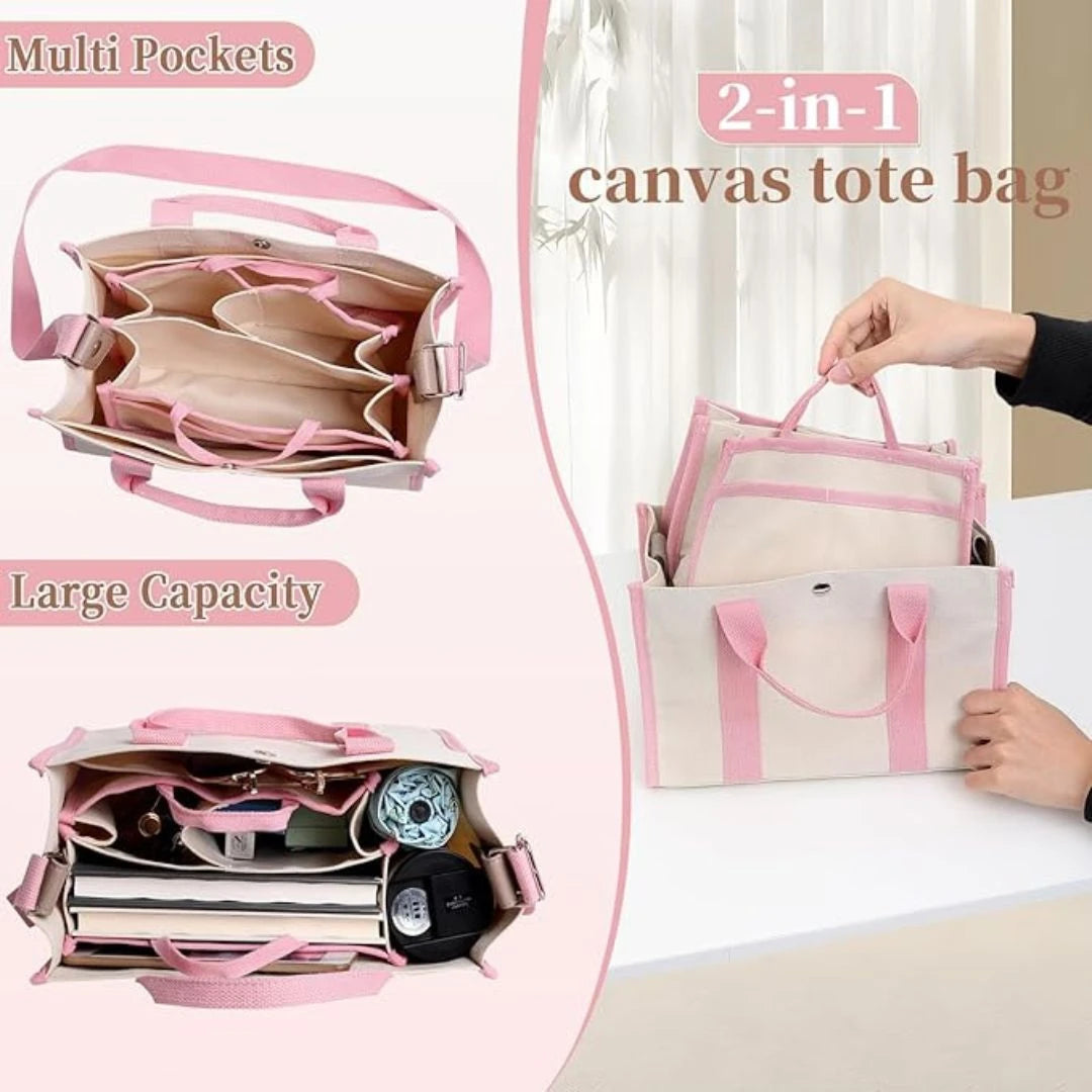 Pink Canvas Crossbody Bag