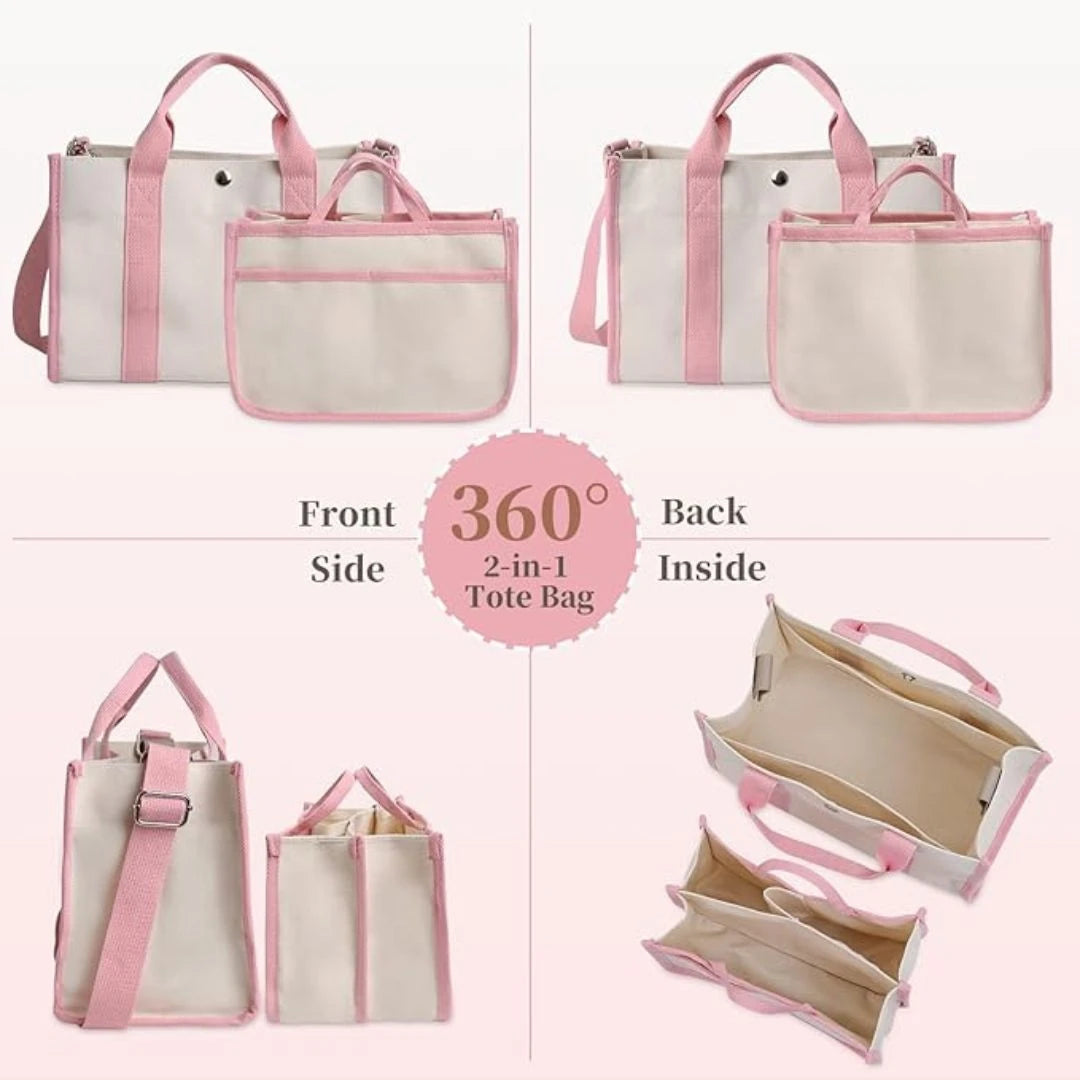 Pink Canvas Crossbody Bag