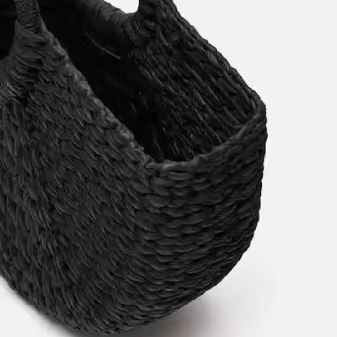 Black Paper Straw Beach Tote
