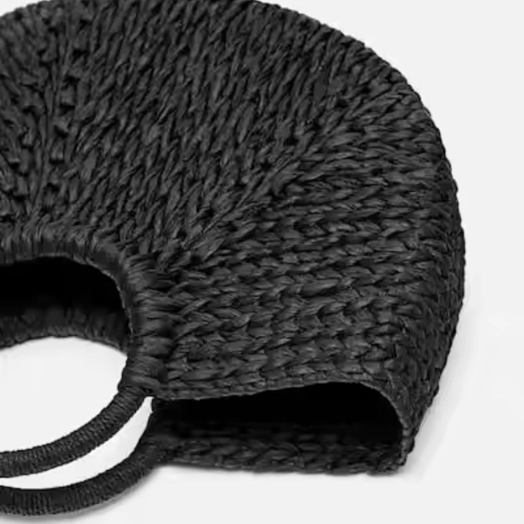 Black Paper Straw Beach Tote