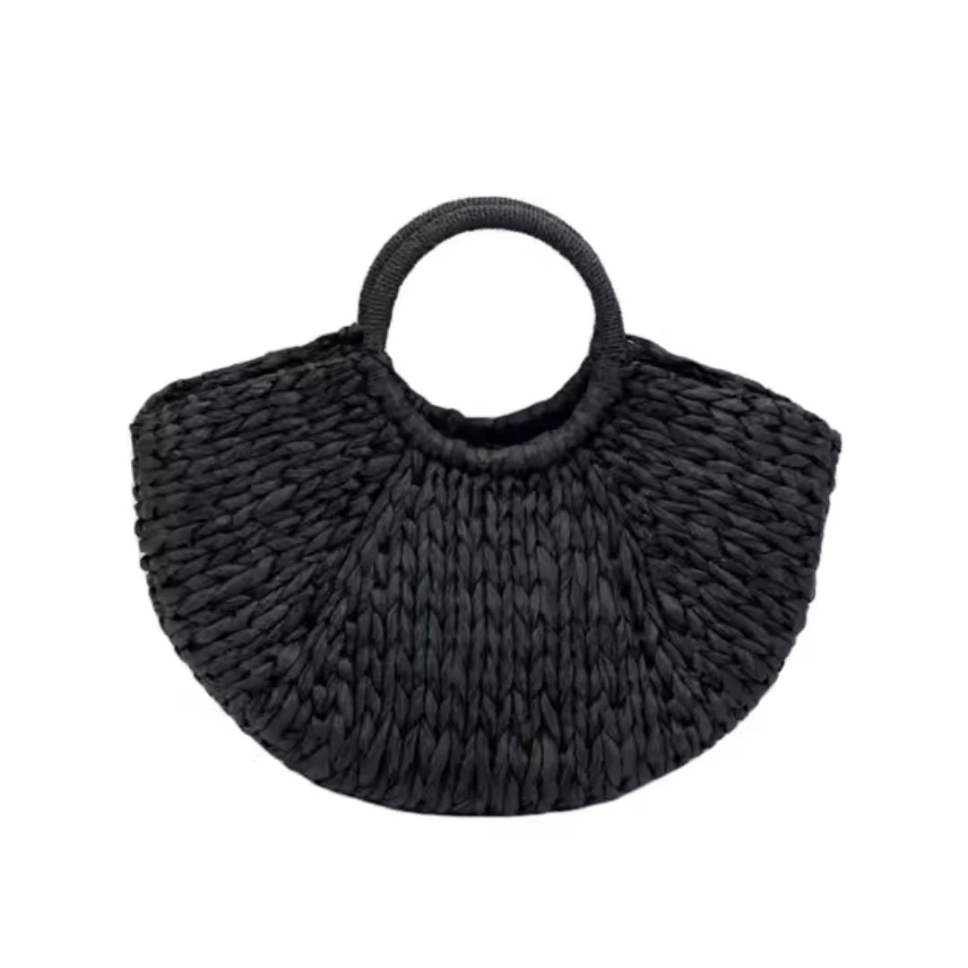 Black Paper Straw Beach Tote