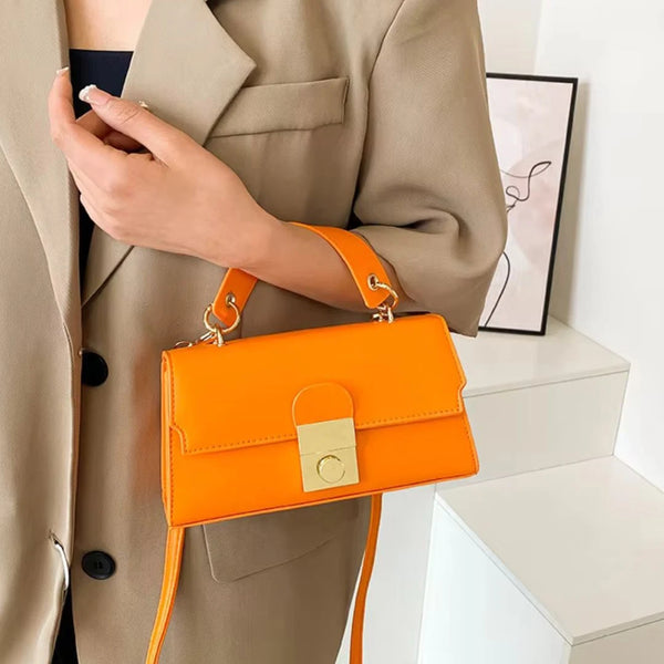 Orange Structured Handbag