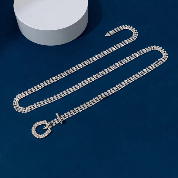 C-Shaped Rhinestone Belt