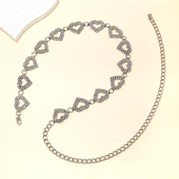 Rhinestone Heart Waist Chain